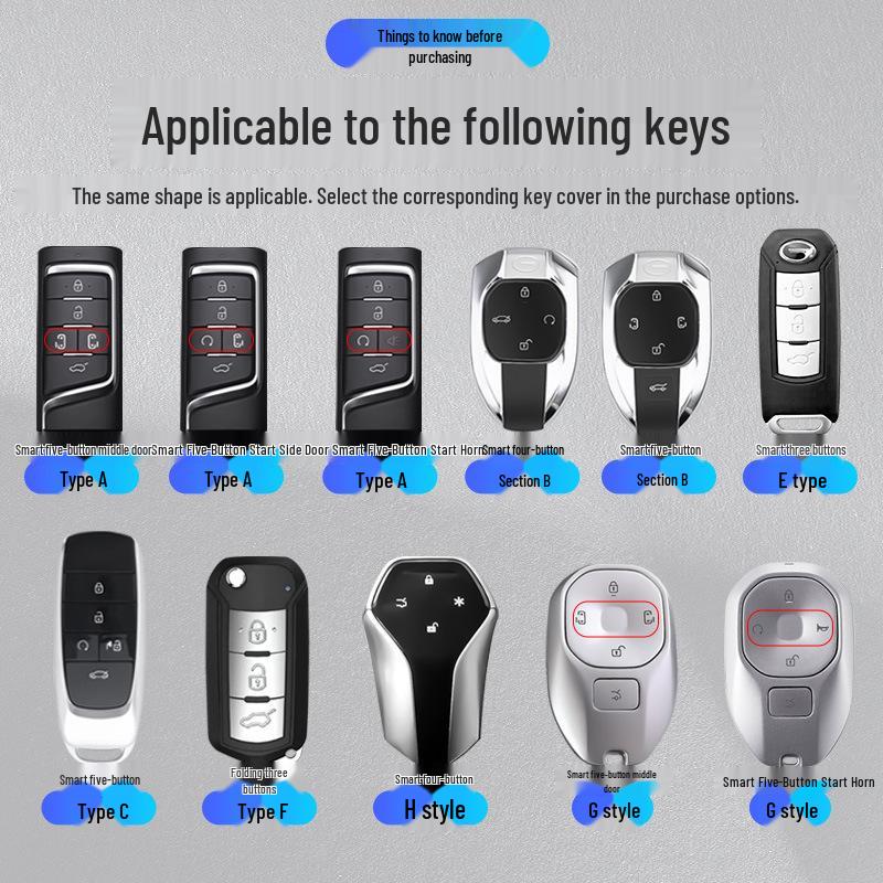 Compatible Key Case for Trumpchi GS4, GS3, GS5, GA6, GA3, GA4 - Metal Leather Car Accessories