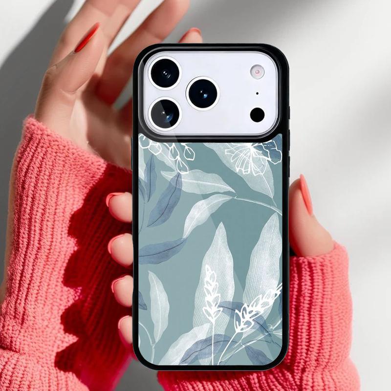Retro Flower Leaves Graffiti Phone Case for iPhone 17 Air 16e 15 14 13 Pro Max Back Cover for 12 11 Pro Coque
