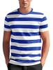 Zengjo Men's Striped T-Shirt (Blue and White, Thick, Size S)