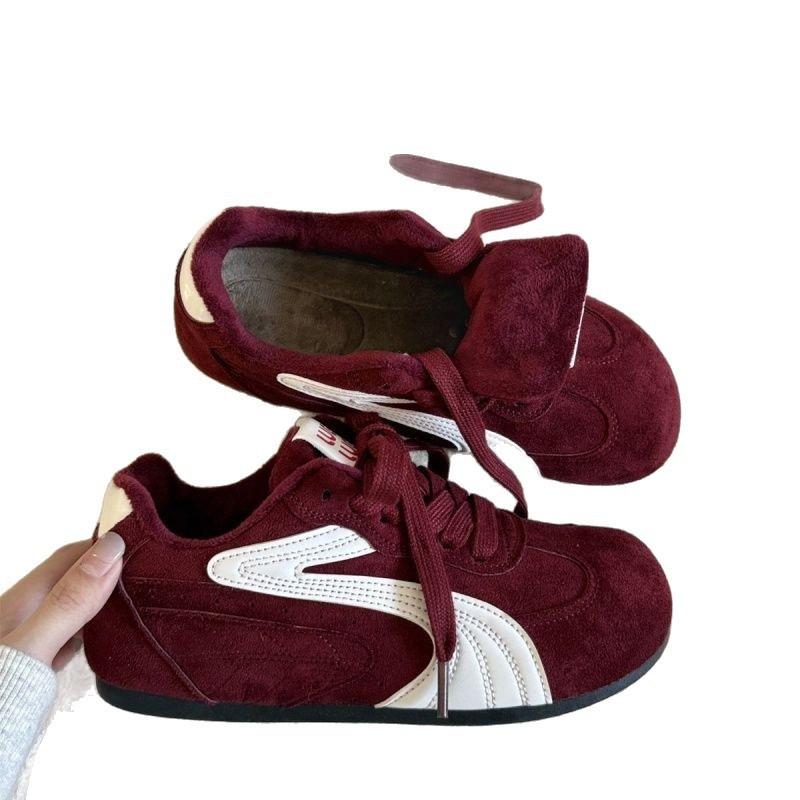 Ins Vintage Brown German Training Shoes 22 Winter Fleece Warm Forrest Forrest Shoes Casual Sports Board Shoes