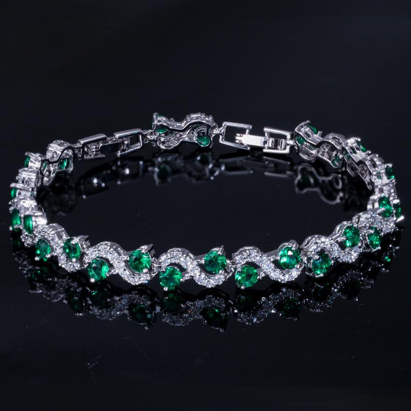 Jewelry, Exquisite Sparkling Diamonds, Swiss Aaa Zircon Platinum-Plated Bracelet.