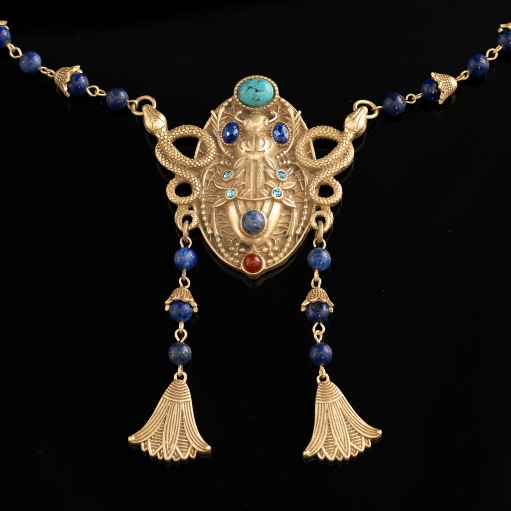 Phönixkrone Kupferlegierung Lapislazuli Halskette Krone Mazu Gotteshut Hu Xian Kaiserin Krone Muse Statue Zubehör