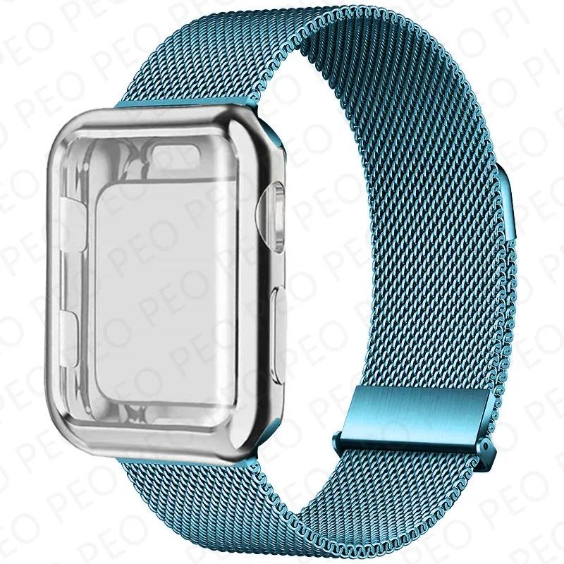 Case+Milanese Loop For Apple Watch Band 44mm 38mm-42mm-40mm Metal Magnetic bands iwatch Series 9 8 7 6 5 4 3 SE 45mm 41mm Strap