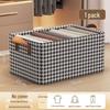 Houndstooth Foldable Quilt Storage Box with Lid - Large Wardrobe Bin for Clothes & Pants.
