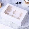 5PCS Paper Cupcake Packaging Boxes Transparent Window Containers Bread Boxes Pastry Racks Suitable for Cookies Snacks Desserts Daily Home Baking