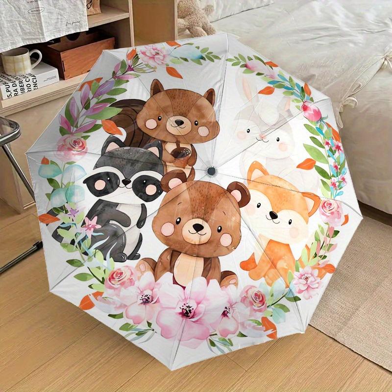 1pc woodland animals wreath Themed High-quality Umbrella,Automatic Opening and Closing Umbrella,Multi-functional Umbrella G0811033