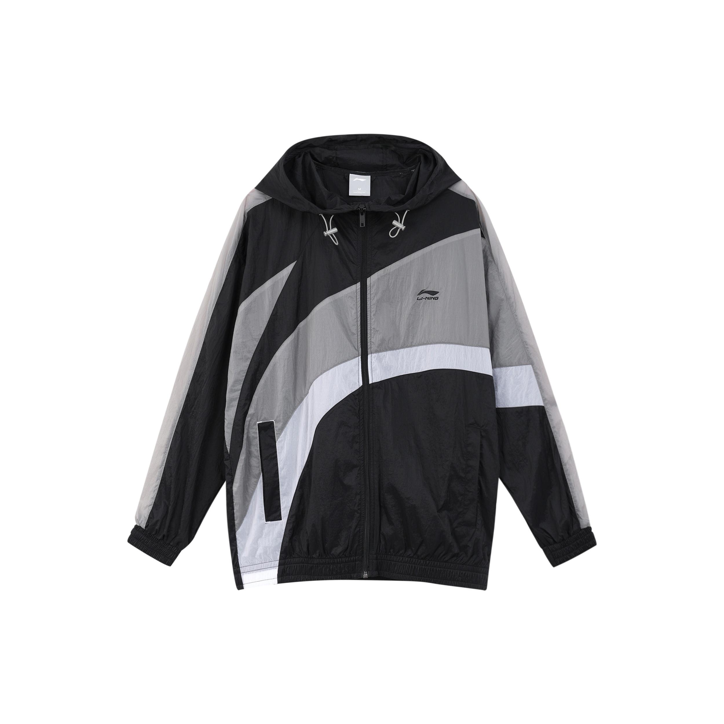 Li-Ning Logo Sports Windbreaker Black Grey Men s AFDR153-4 M