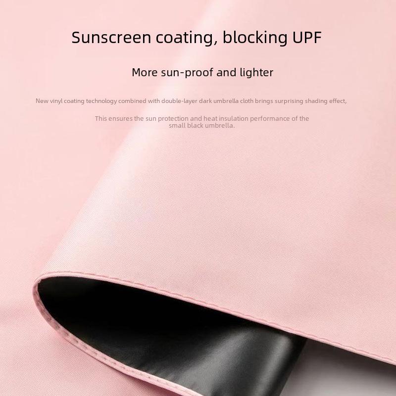50% avslag: Kompakt Svart Plast Mini Paraply for UV-beskyttelse - Dobbeltbruk for Sol og Regn