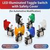 Auto Car Boat Truck Illuminated Led Toggle Switch ON OFF With Safety Aircraft Flip Up Cover Guard 12V20A Transparent