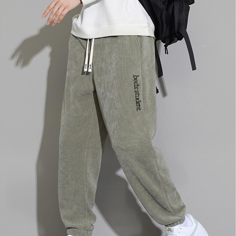Moss Stripes Pants Men's Spring Loose Casual Sports Long Sweatpants Embroidered Drawstring Pants