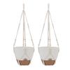 2 Pack 10 Inch Self Watering Hanging Planter Plastic Wood Hanging Flower Pot Basket with Drainage