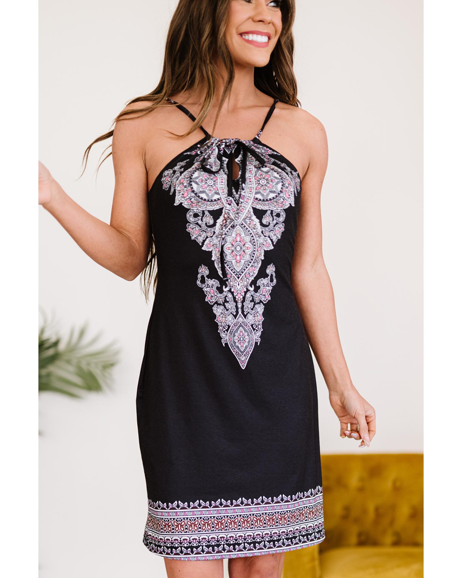 

Azura Exchange Print Keyhole Front Dress S чорний