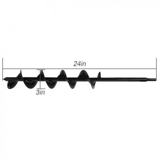 Earth Auger Drill Bits 3 × 24 Garden Plant Bulb Rapid Planter Spiral Black