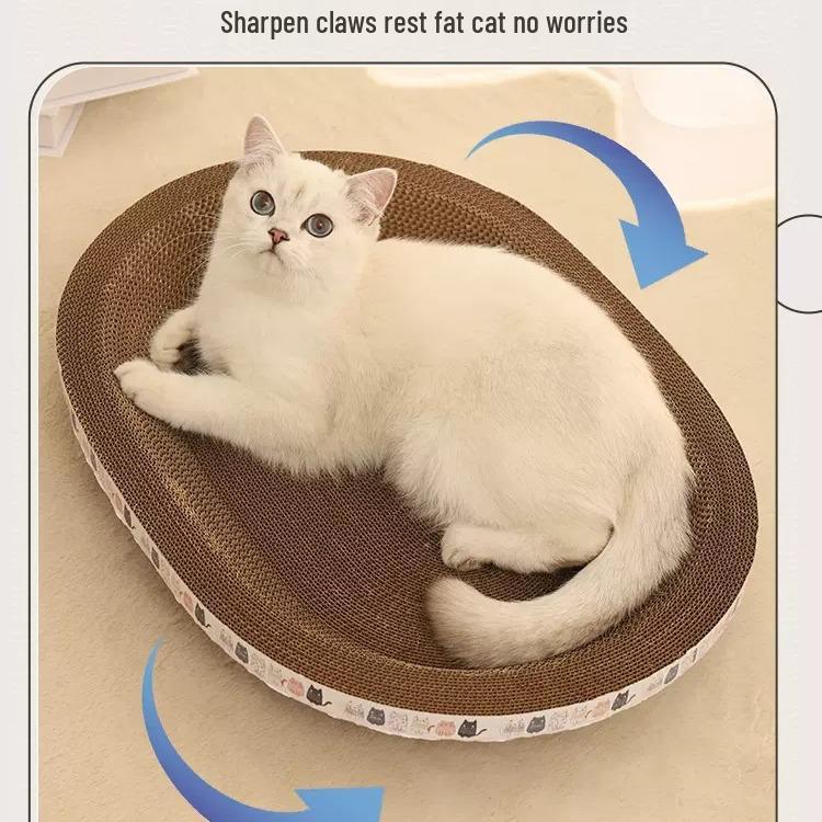 All-in-One Cat Bed & Scratching Board: Durable, Debris-Free, Large Round Design with Paw Basin & Claw Grinding Features