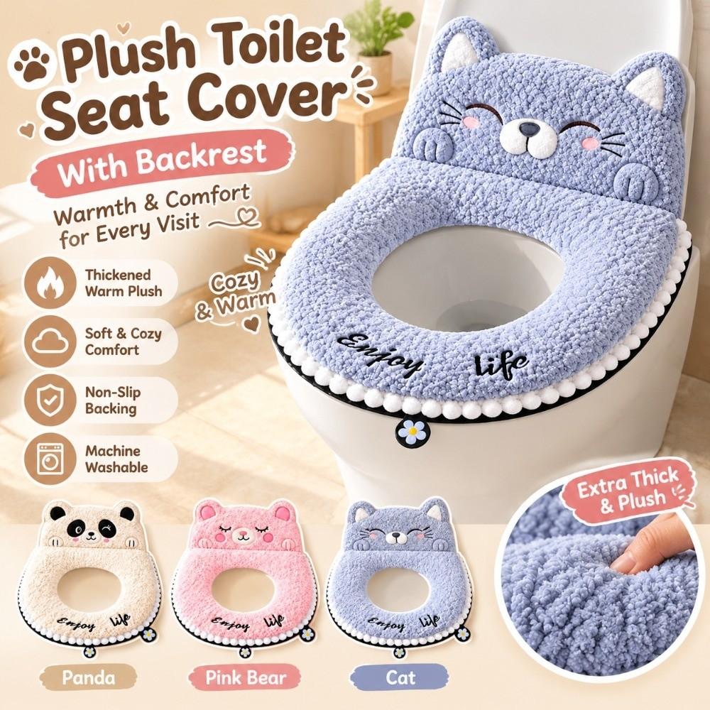Faux Cashmere Toilet Seat Cover Thickened Plush Toilet Seat Pad  For Bathroom Toilet Autumn Winter