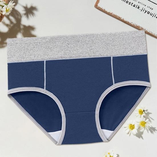 Women Plug Size Briefs High Waist Patchwork Color Breathable Panties Thicken Hip Lifting Soft Underpants