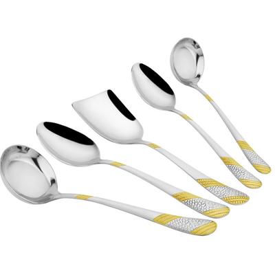 5 Stück Edelstahl Goldener Servierlöffel Set für Esstisch/Küche, 1,8 mm Schwere Ausführung