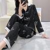 Pajamas Women's High-end Sense New Long-sleeved Trousers Simple Spring and Autumn Internet Celebrity Live Broadcast Ice Silk Jacquard Thin Suit Home