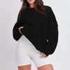 Women's Fashion Casual Solid Color Autumn And Winter Loose Round Neck With Pocket Pullover Sweatshirt Top