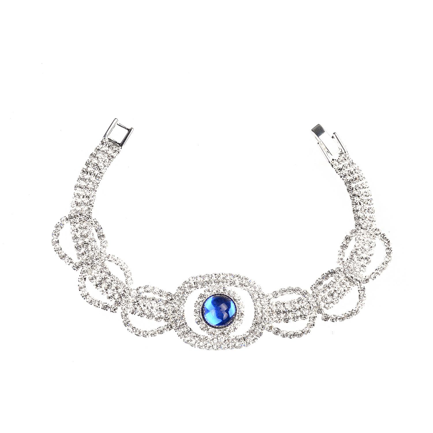 

Женские браслеты-подвески из стерлингового серебра 925 пробы с синим топазом Pulseira Feminina, вечерние с сапфиром и ювелирными изделиями из кубического циркона 3AAA 18.5cm синий