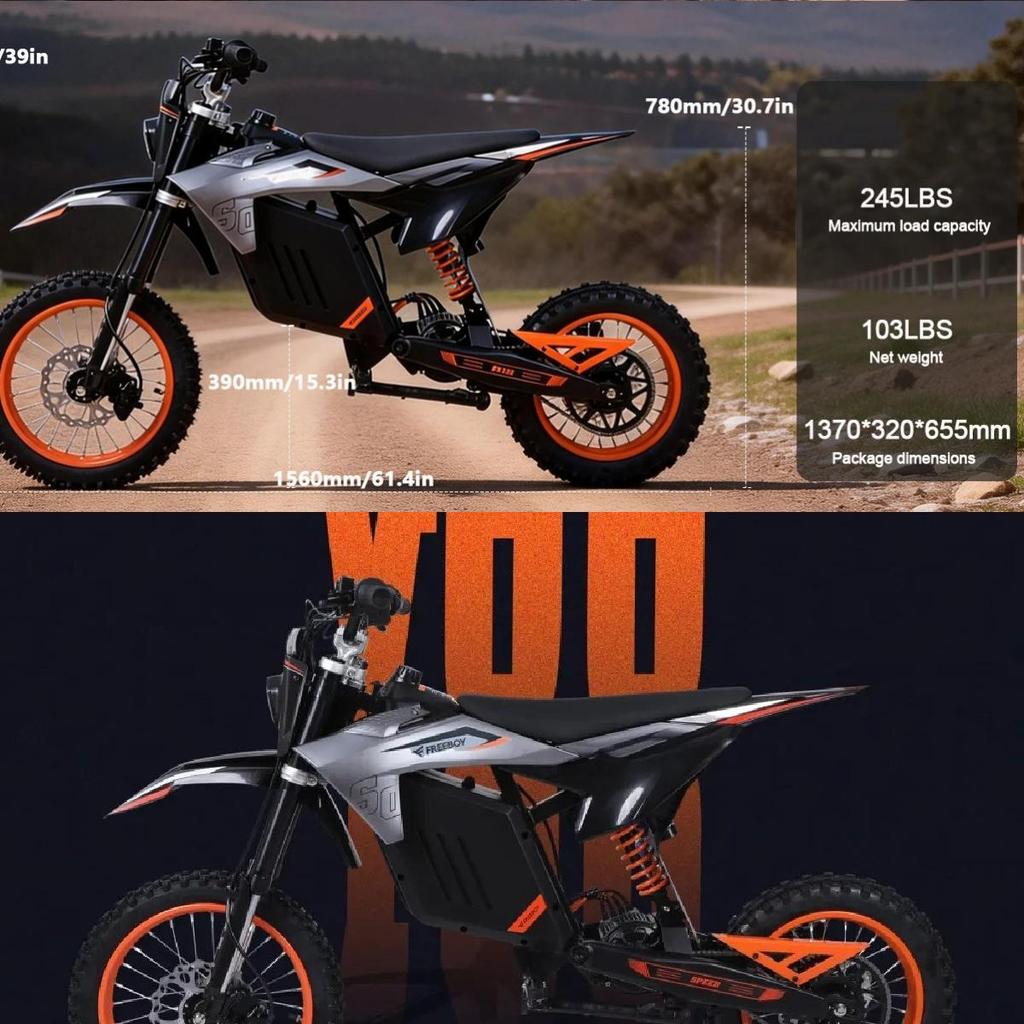 Y88 E-Moto 3000W48V30AH Freno Idraulico Pneumatici 12+14 Pollici Moto Elettrica Off-Road