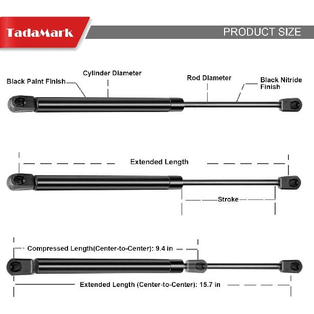 C16-09209 16 Inch 38lb/169N Gas Strut Shock Spring 15.7in Lift Support for Leer A.R.E Camper Shell Truck Cap Leer Topper Window Rear Glass Door Hatch