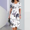 2025 Summer New Chinese Style Floral Print Ladies Dress Women Elegant Dress Plus Size Long Dress Ladies Clothing