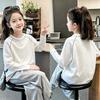 Korean Style Cartoon Cotton Long Sleeve T-shirt for Girls, Medium & Large - Spring/Autumn Casual Loose Fit