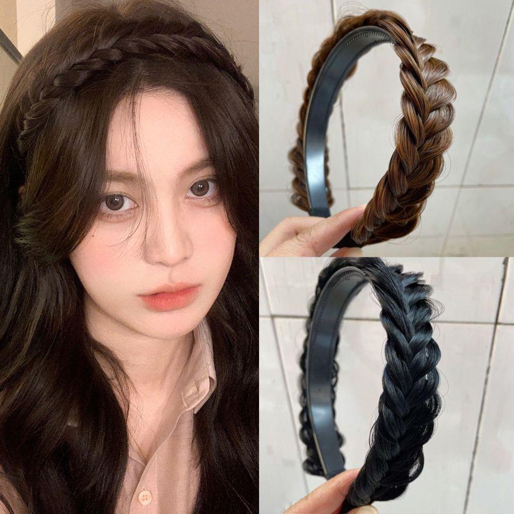 

Головной убор в богемном стиле принцессы, плетеная повязка на голову из синтетических волос, парик, плетеная повязка для волос для женщин и девочек