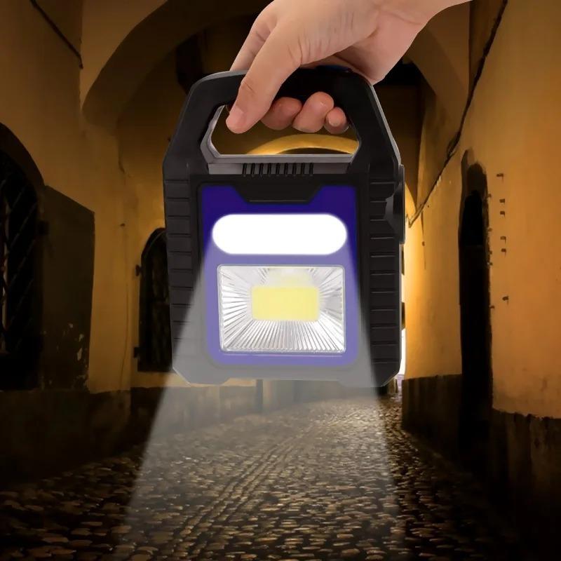 Portable Solar Lantern COB LED Work Lamp Waterproof  Emergency Spotlight USB Rechargeable Hand Lamp for Outdoor Hiking Camping