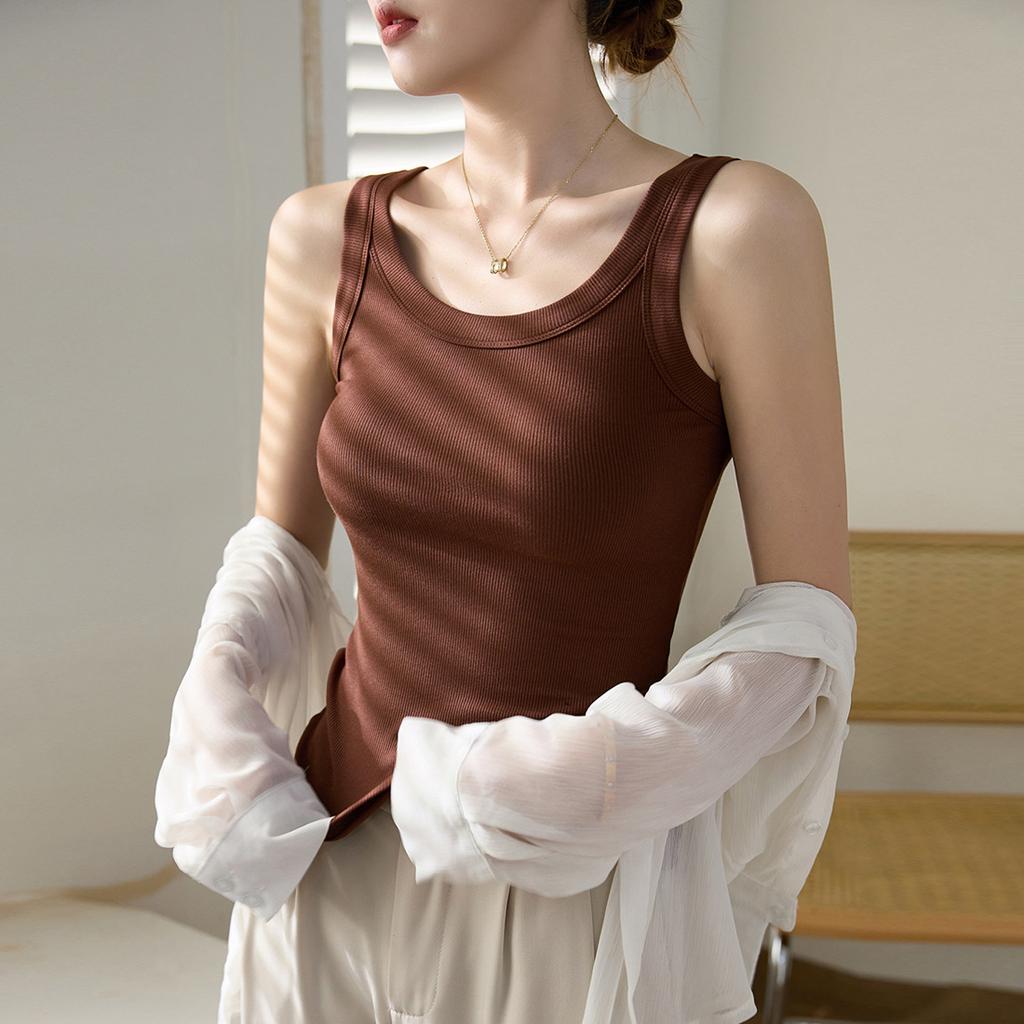 High Elastic Fine Thread Cotton Cover Breast Anti-leakage Inner Strap Vest Woman