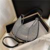 Women's Vintage Single Shoulder Bag Solid Color Casual Messenger Bag Elegant Versatile Handbag Inlaid Diamond Underarm Bag