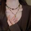 Maillard Vintage Oval Tiger Eye Long Necklace: Niche Light Luxury Sweater Chain for Women