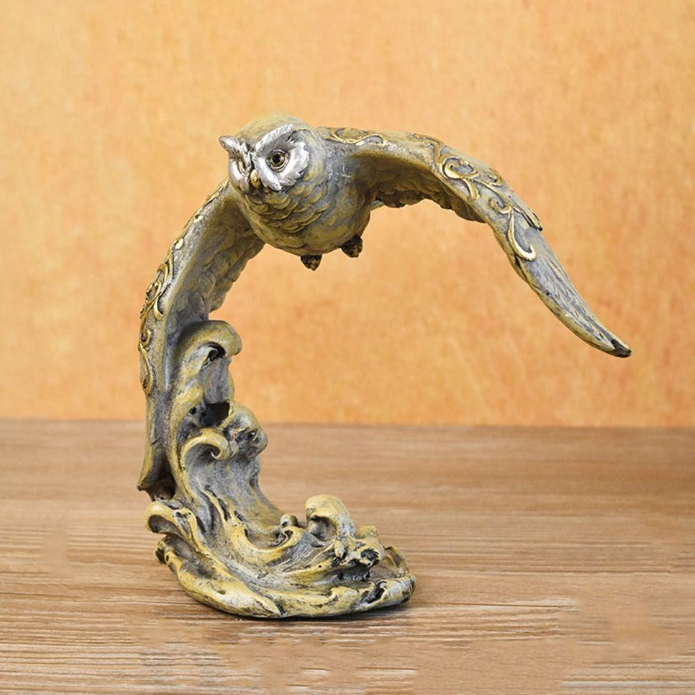 Cute Owl Ornament Creative Miniature Figurine Sculpture Desktop Decoration Animal Statue  Tabletop
