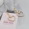 Women Cute Sweet Loving Heart Shape Long Style Pearl Earrings