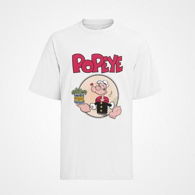 Retro Popeye Spinat Fitnessstudio Cartoon Baumwolle T-Shirt Herren Damen Tees Oberteil Herren