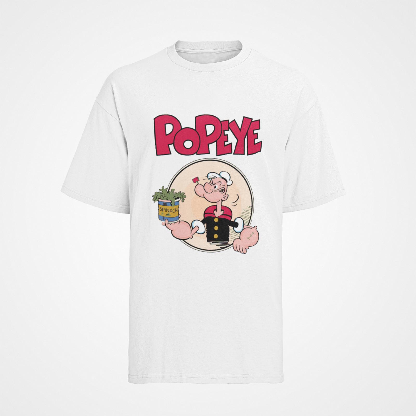 Retro Popeye Spinach Gym Cartoon Cotton T-Shirt Mens Womens Tees Top Mens S-XXXL 2XL