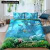 Kid Underwater World Oasis King Queen Duvet Cover Ocean Fish Coral Bedding Set Marine Life Quilt Cover Polyester Comforter Cover
