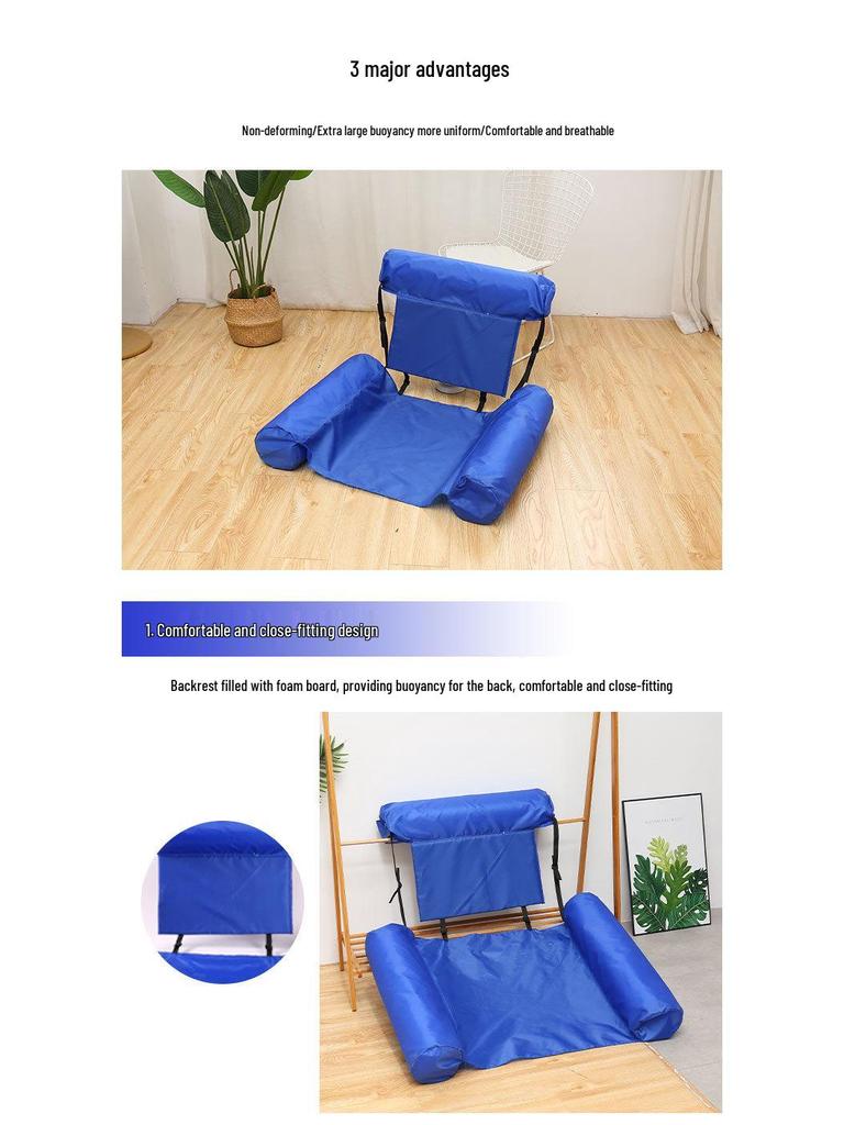 Inflatable Water Recliner & Hammock with Backrest - Foldable & Dual-Use Floating Bed