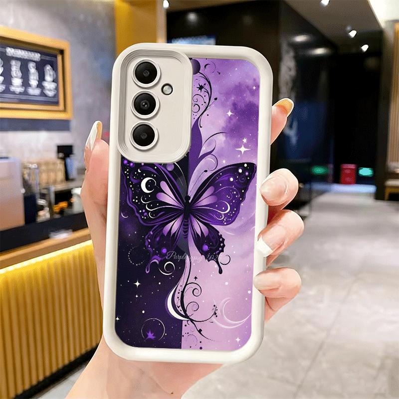 Phone Case for Samsung Galaxy S26 S25 Ultra S24 FE Beautiful Purple Butterfly Shell S23 Plus S22 + S21 S20 5G Soft Silicone Fund