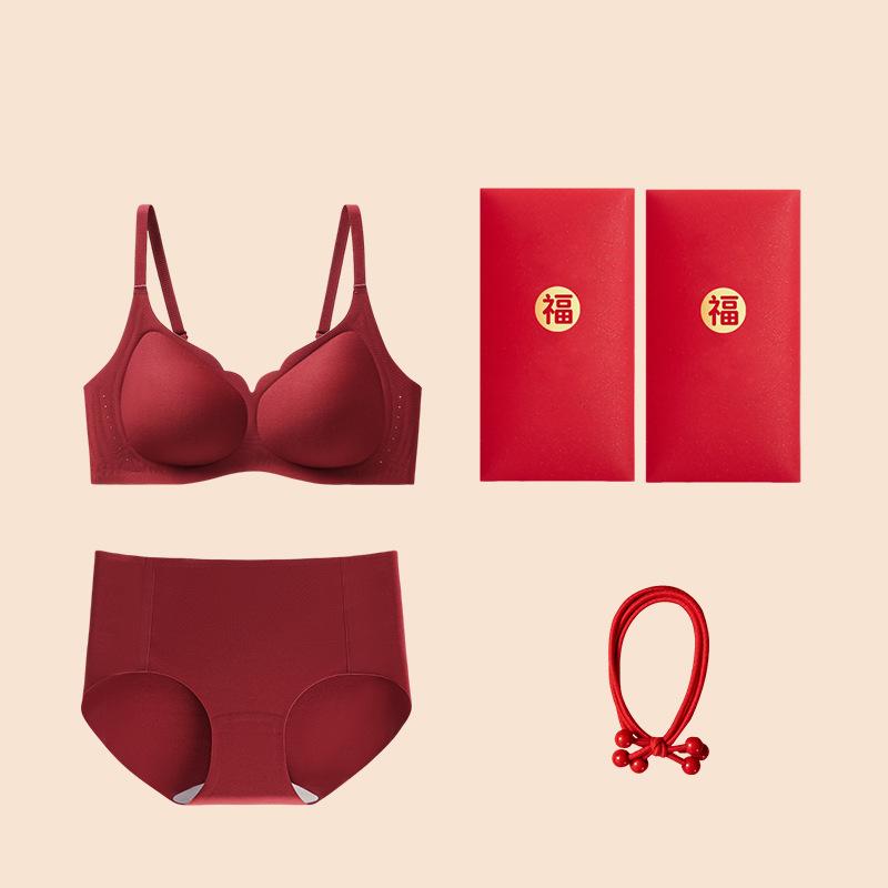 Simple Ankara Red Festive and Seamless, Comfortable and Skin-friendly, No Breast Bra