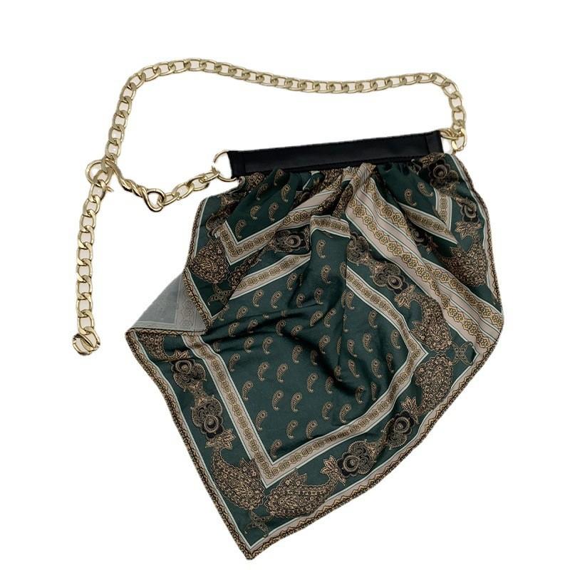 Modern And Stylish Silk Scarf Belt For Women Featuring Metallic Hook And Trendy Design