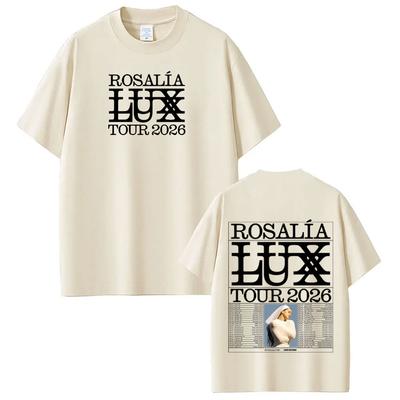Singerka Rosalía LUX Album Tour 2026 Koszulka z nadrukiem Męska Damska Modna Bawełniana Koszulka Oversize Hiphop Casual Estetyczna Koszulka