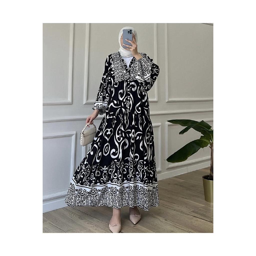 Rochie din viscoza cu model din stofa premium