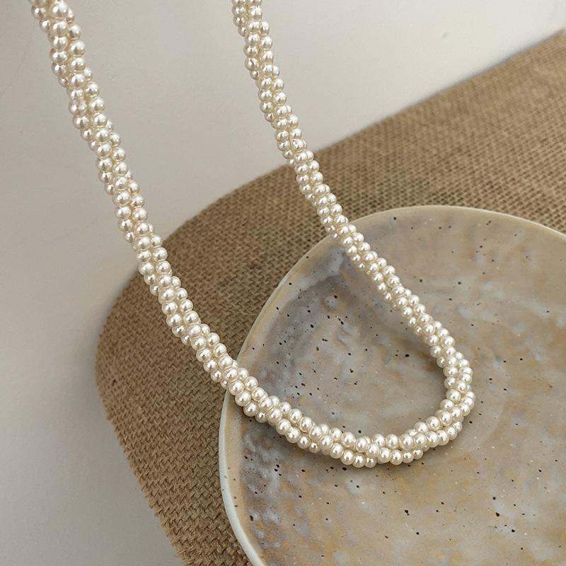 High-end French double-layer pearl necklace female niche design temperament neck chain retro court style light luxury collarbone chain белый
