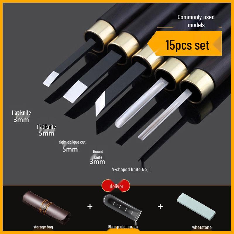 Carving Knife Set: Woodworking Tools, Student Woodcut Art, Walnut Carving Seal