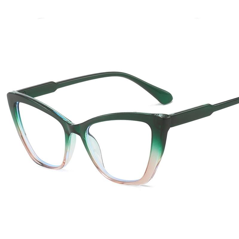 Women Flat Lens Cat Eye Contrasting Retro Flat Lens with Anti Blue Light Design Glasses That Can Be Matched with Prescription