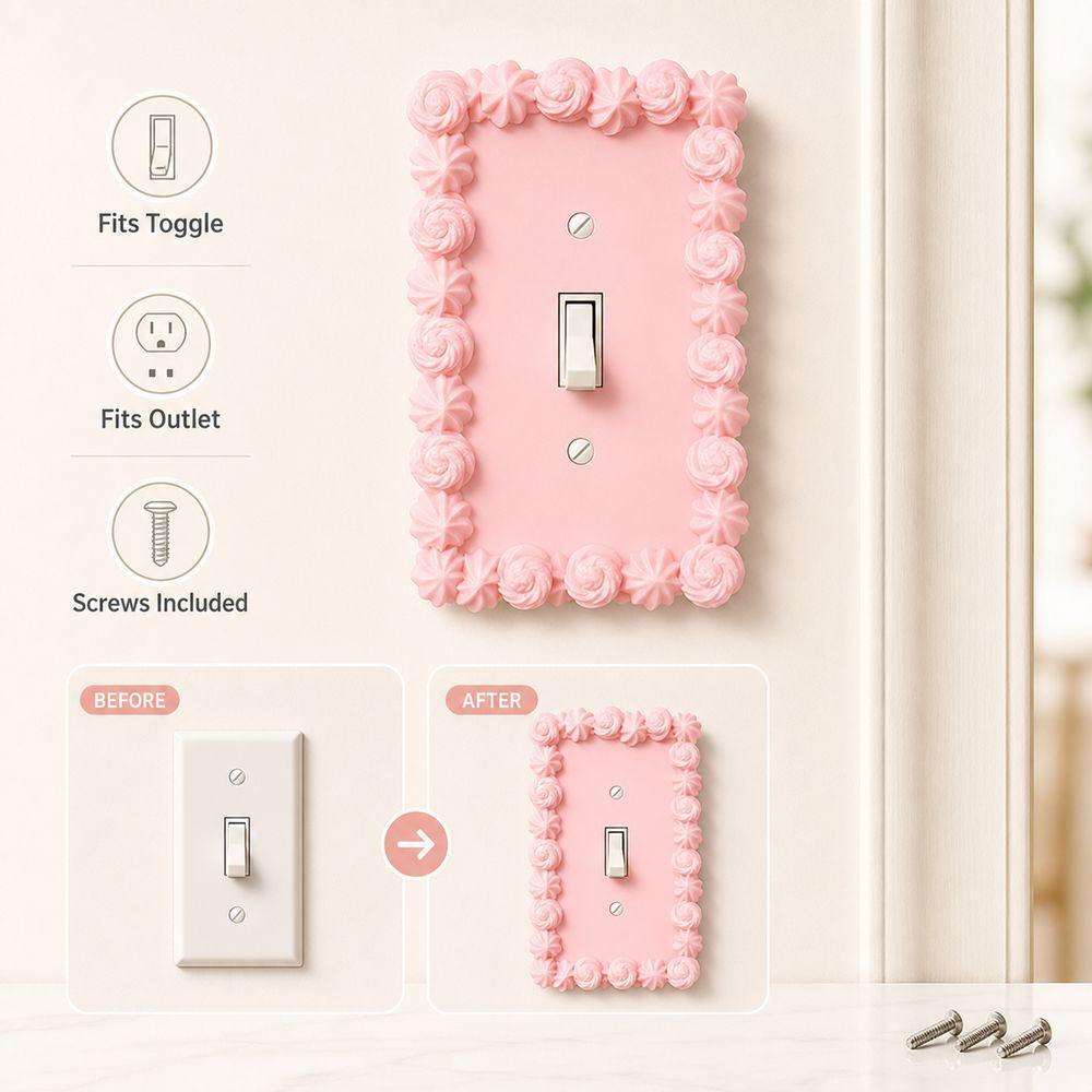 Cream Style Light Switch Cover Piping Texture Wall Plate Cover Decorative Wall Plate  Bedroom Decor