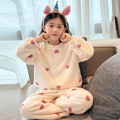 Pijama de Inverno Grosso para Meninas - Flanela de Lã de Coral Roupa de Casa (Outono de 2025)