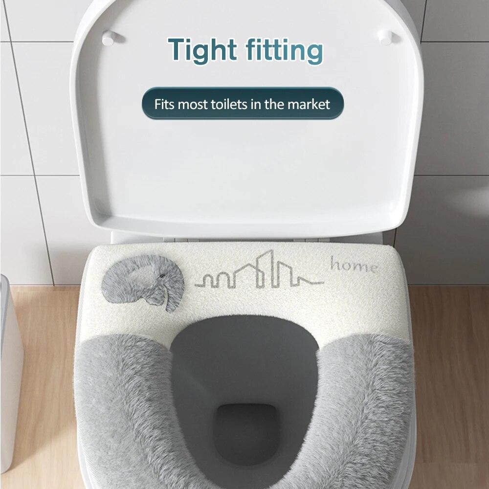 Universal Soft Toilet Seat Cover Mat With Toilet Lid Lifter Thicker Warmer Washable Toilet Seat Cover Bathroom Accessories